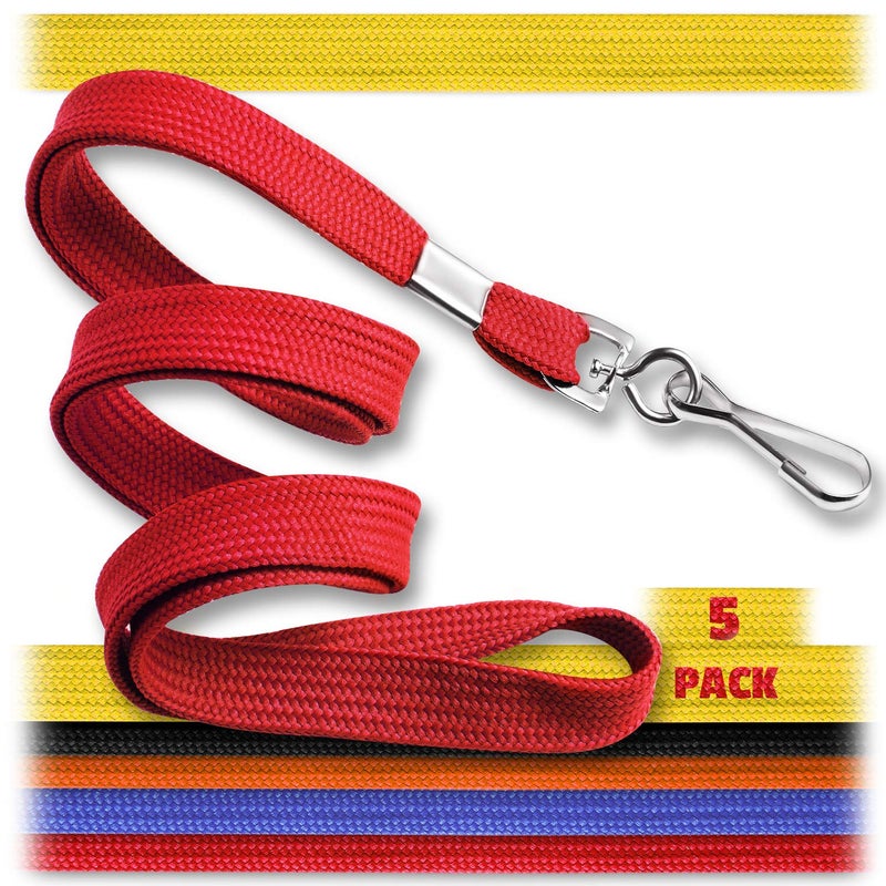 MIFFLIN-USA Flat Lanyards for ID Badges (Mixed Color, 36 Inch, 5 Pack), Comfortable Neck Straps - Image 1